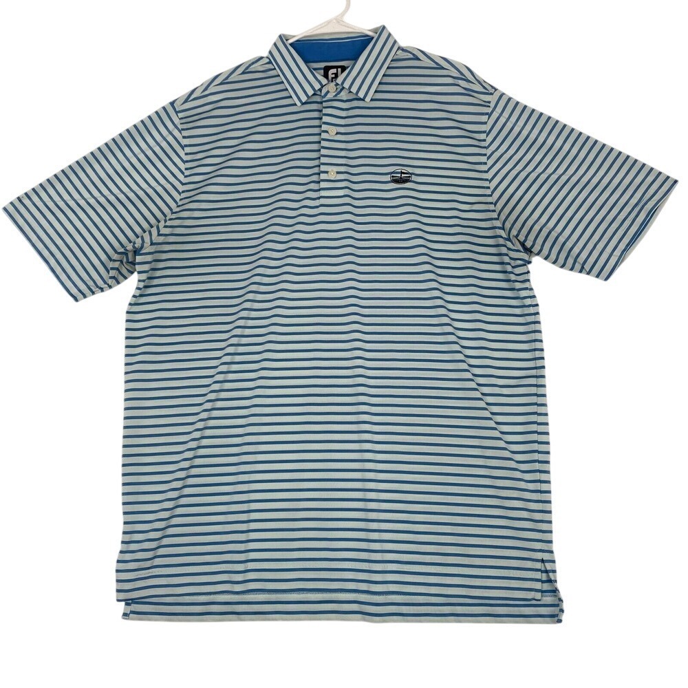 FootJoy Mens Polo‎ Shirt short Sleeve Blue Stripe Golf Polo Size XL